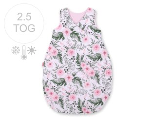 Śpiworek niemowlęcy całoroczny ocieplany 75 cm- peonie różowe
