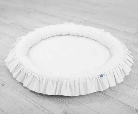 Zestaw: baldachim wiszący do pokoju dziecięcego bawełniany i gniazdko z falbanką - biały