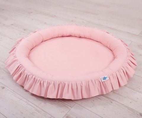 Zestaw: baldachim wiszący do pokoju dziecięcego bawełniany i gniazdko z falbanką - brudny róż