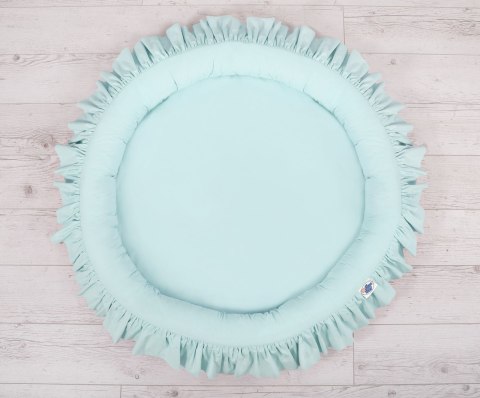 Zestaw: baldachim wiszący do pokoju dziecięcego bawełniany i gniazdko z falbanką - jasna mięta