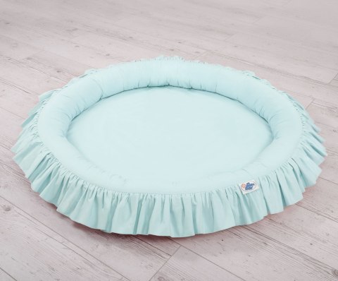 Zestaw: baldachim wiszący do pokoju dziecięcego bawełniany i gniazdko z falbanką - jasna mięta