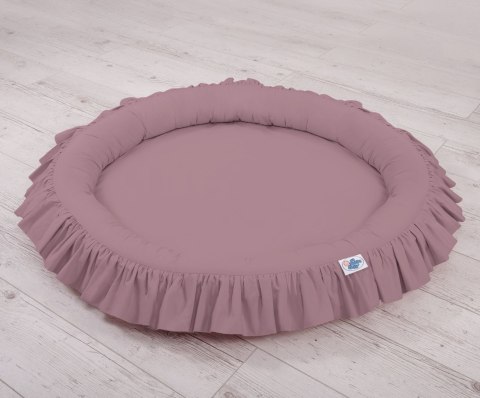 Zestaw: baldachim wiszący do pokoju dziecięcego bawełniany i gniazdko z falbanką - róż retro