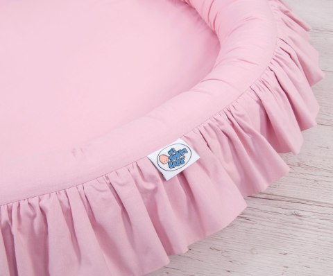 Zestaw: baldachim wiszący do pokoju dziecięcego bawełniany i gniazdko z falbanką - różowy