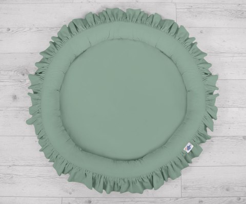 Zestaw: baldachim wiszący do pokoju dziecięcego bawełniany i gniazdko z falbanką - szałwia