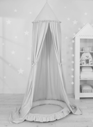 Zestaw: baldachim wiszący do pokoju dziecięcego bawełniany i gniazdko z falbanką - szary