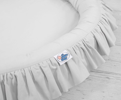 Zestaw: baldachim wiszący do pokoju dziecięcego bawełniany i gniazdko z falbanką - szary