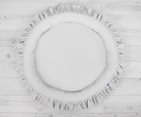 Zestaw: baldachim wiszący do pokoju dziecięcego bawełniany i gniazdko z falbanką - szary