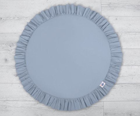 Zestaw: baldachim wiszący do pokoju dziecięcego bawełniany i mata z falbanką - brudny niebieski