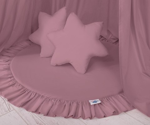 Zestaw: baldachim wiszący do pokoju dziecięcego bawełniany i mata z falbanką - róż retro