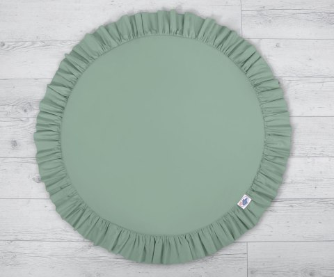 Zestaw: baldachim wiszący do pokoju dziecięcego bawełniany i mata z falbanką - szałwia