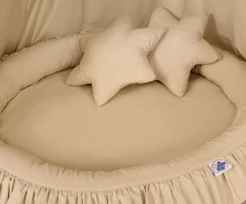 Zestaw: baldachim wiszący do pokoju dziecięcego, gniazdko z falbanką, poduszki - beżowy