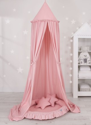 Zestaw: baldachim wiszący do pokoju dziecięcego, gniazdko z falbanką, poduszki - brudny róż