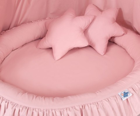 Zestaw: baldachim wiszący do pokoju dziecięcego, gniazdko z falbanką, poduszki - brudny róż