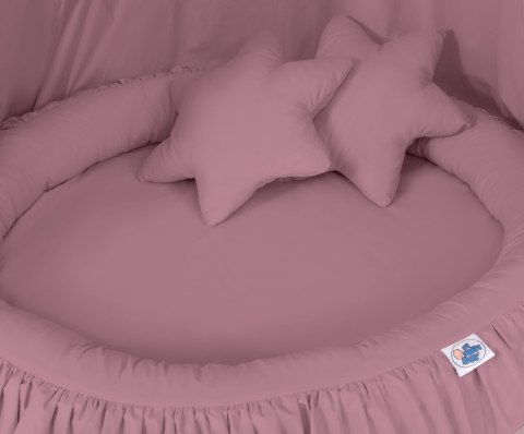 Zestaw: baldachim wiszący do pokoju dziecięcego, gniazdko z falbanką, poduszki - róż retro