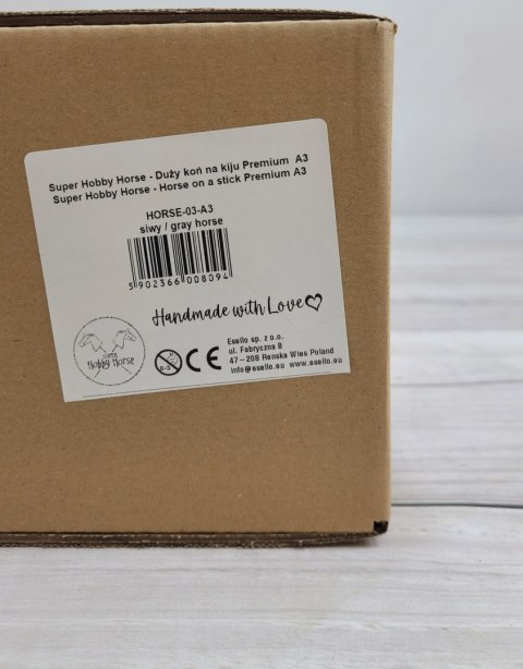 Hobby Horse Duży koń na kiju Premium - siwy z białą grzywą A3
