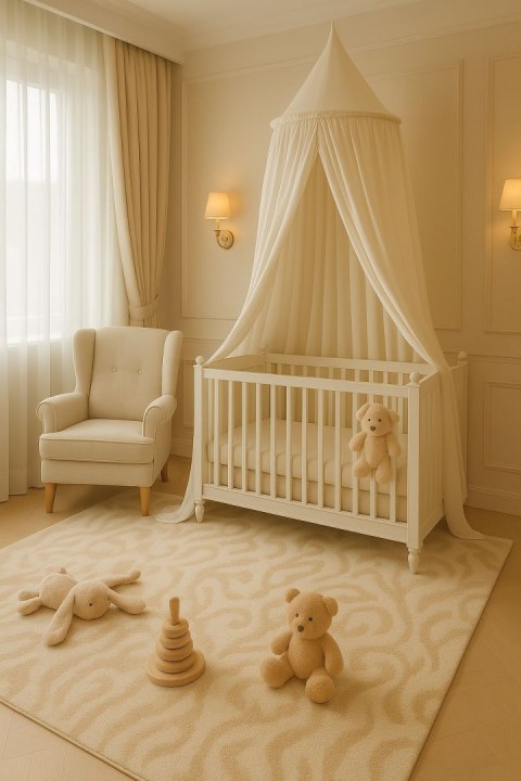 Baldachim wiszący bawełniany do pokoju dziecięcego - kremowy