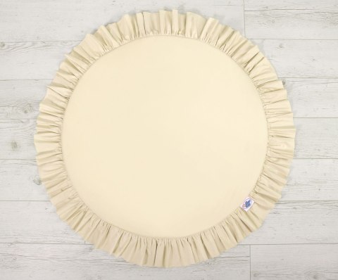 Zestaw: baldachim wiszący do pokoju dziecięcego bawełniany i mata z falbanką - kremowy