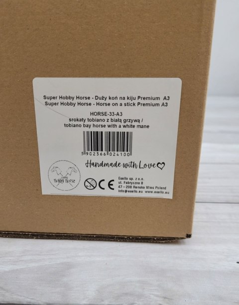 Hobby Horse Duży koń na kiju Premium - srokaty tobiano z białą grzywą A3