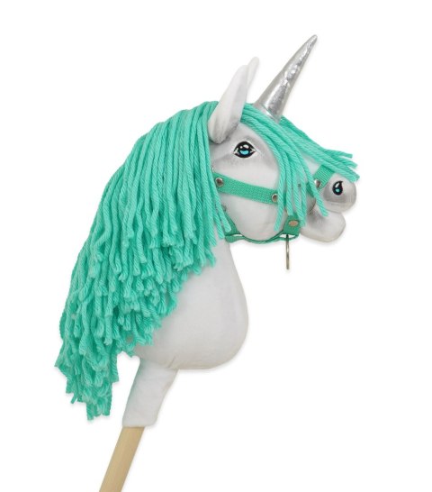 Hobby Horse Jednorożec na kiju mały biały, grzywa miętowa i srebrny róg