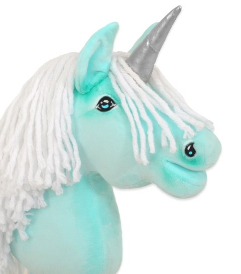 Hobby Horse Jednorożec na kiju mały miętowy z białą grzywą i srebrnym rogiem