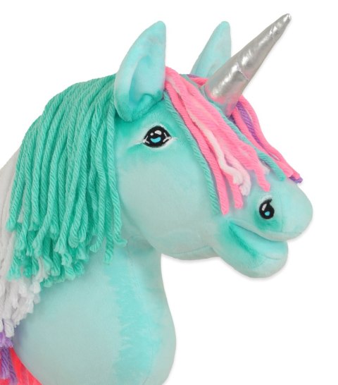 Hobby Horse Jednorożec na kiju mały miętowy z kolorową grzywą i srebrnym rogiem