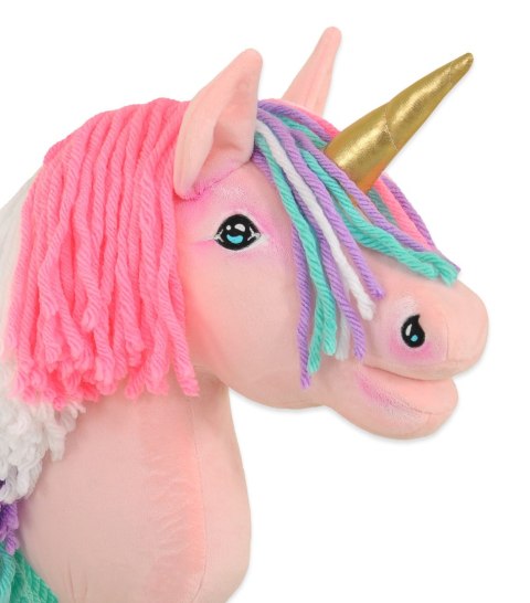Hobby Horse Jednorożec na kiju mały różowy z kolorową grzywą i złotym rogiem