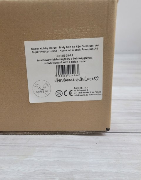 Hobby Horse Mały koń na kiju Premium - tarantowaty biało-brązowy z beżową grzywą A4