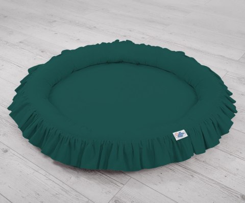 Zestaw: baldachim wiszący do pokoju dziecięcego bawełniany i gniazdko z falbanką - butelkowa zieleń