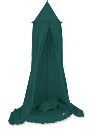 Zestaw: baldachim wiszący do pokoju dziecięcego, gniazdko z falbanką, poduszki - butelkowa zieleń