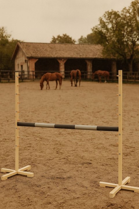 Belka do przeszkody do skakania na Hobby Horse - czarno-srebrna - 120 cm