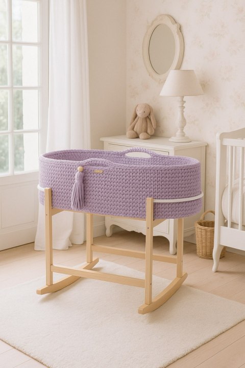 Kosz Mojżesza BOHO Handmade z kołyską - lila