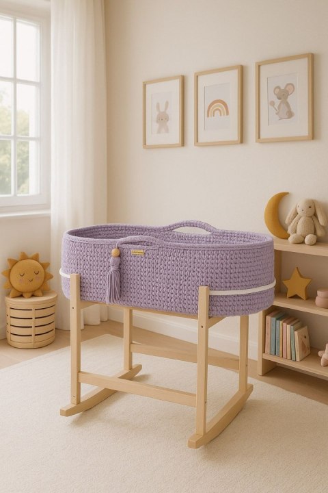 Kosz Mojżesza BOHO Handmade z kołyską - lila