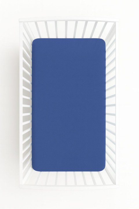 Prześcieradło jersey bawełna z gumką do łóżeczka 120x60cm - ciemny niebieski