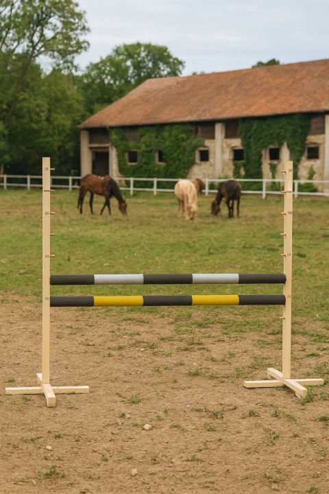 Przeszkoda skokowa do Hobby Horse 120cm, dwie belki - czarno-srebrna i czarno-złota