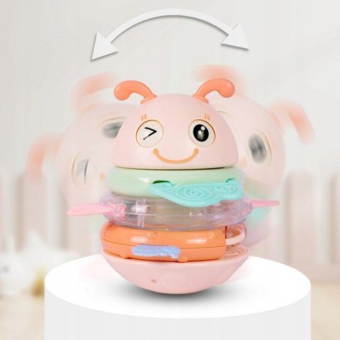 WOOPIE Baby Wańka Wstańka Zabawka Sensoryczna 2w1 Grzechotka Gryzak Różowa
