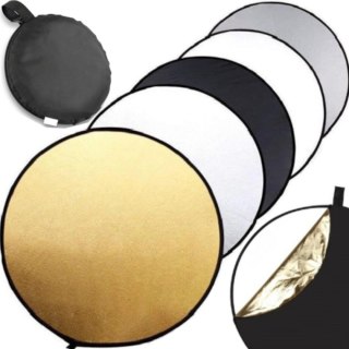 Blenda fotograficzna okrągła 5w1 złota srebrna biała składana śr. 60 cm