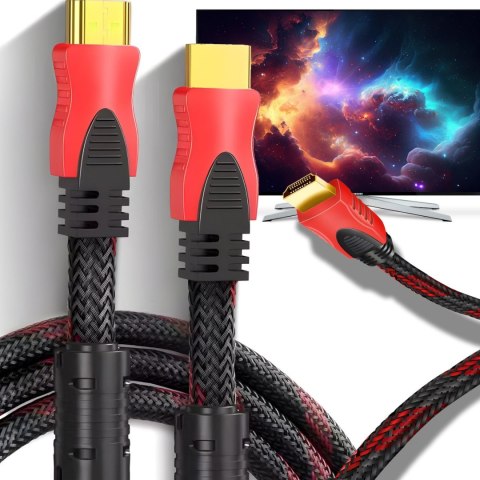 Kabel przewód HDMI FullHD 4K 3D 4.5 m - czarno czerwony