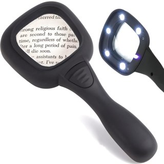 Lupa szkło powiększające 3x z podświetleniem do czytania pracy 5 LED