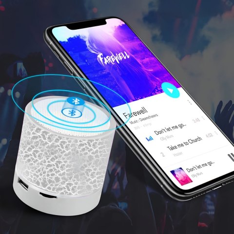 Mini głośnik bezprzewodowy Bluetooth z podświetleniem LED - biały