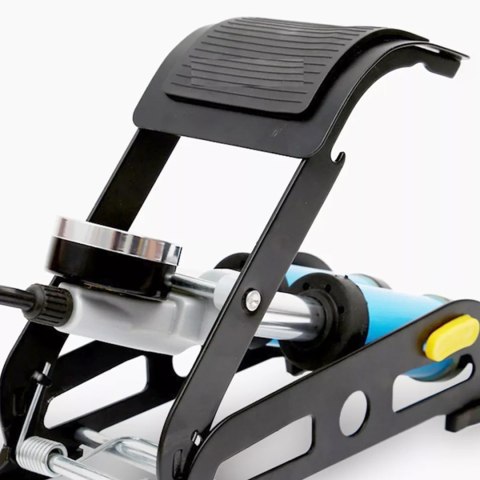 Pompka nożna dwutłokowa do samochodu roweru z manometrem 10 BAR