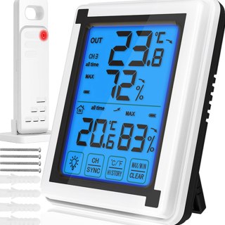 Stacja pogody bezprzewodowa dotykowa termometr higrometr czujnik zewnętrzny LCD