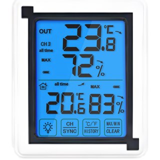 Stacja pogody bezprzewodowa dotykowa termometr higrometr czujnik zewnętrzny LCD