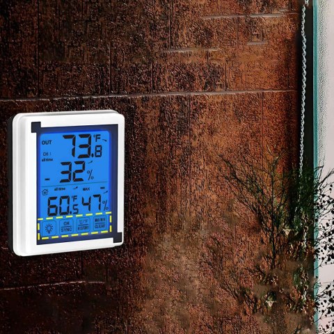 Stacja pogody bezprzewodowa dotykowa termometr higrometr czujnik zewnętrzny LCD
