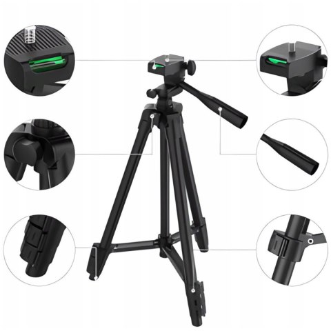 Statyw tripod z uchwytem na telefon pilotem Bluetooth 35-103 cm