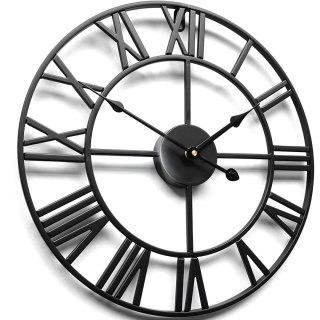Zegar ścienny retro cyfry rzymskie LOFT śr. 50 cm - czarny