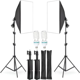 Zestaw fotograficzny studyjny 2x statyw 2x softbox 50 x 70 cm 2x żarówka 135 W
