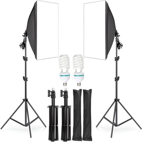 Zestaw fotograficzny studyjny 2x statyw 2x softbox 50 x 70 cm 2x żarówka 135 W