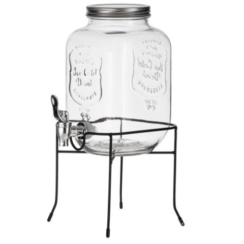 AD 6741 Słój do napojów z kranikiem 4l ze stojakiem | szklany dyspenser z zapasowym kranikiem