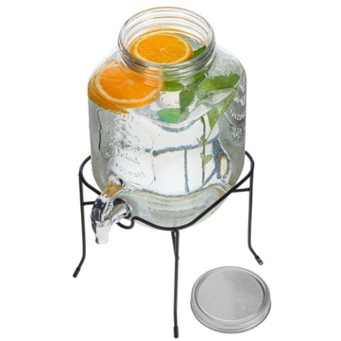 AD 6741 Słój do napojów z kranikiem 4l ze stojakiem | szklany dyspenser z zapasowym kranikiem