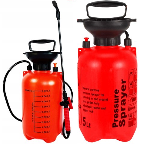 Opryskiwacz ogrodowy ręczny ciśnieniowy 5 l - czerwony